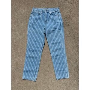 American Eagle Pants Women Size 6 Regular Cotton Denim Pinstripe Mom Jeans Boho